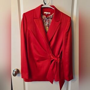 Preston and York Red Women's Point Collar Jacket w/Side Tie Detail, Sz 10